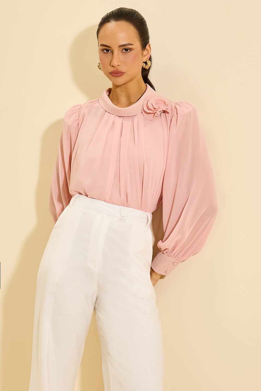 Blusa manga longa ana paula f Rosé