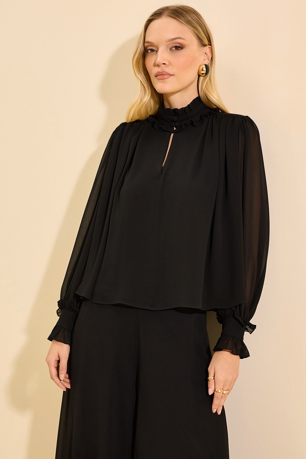 Blusa manga longa sabrina f Preto