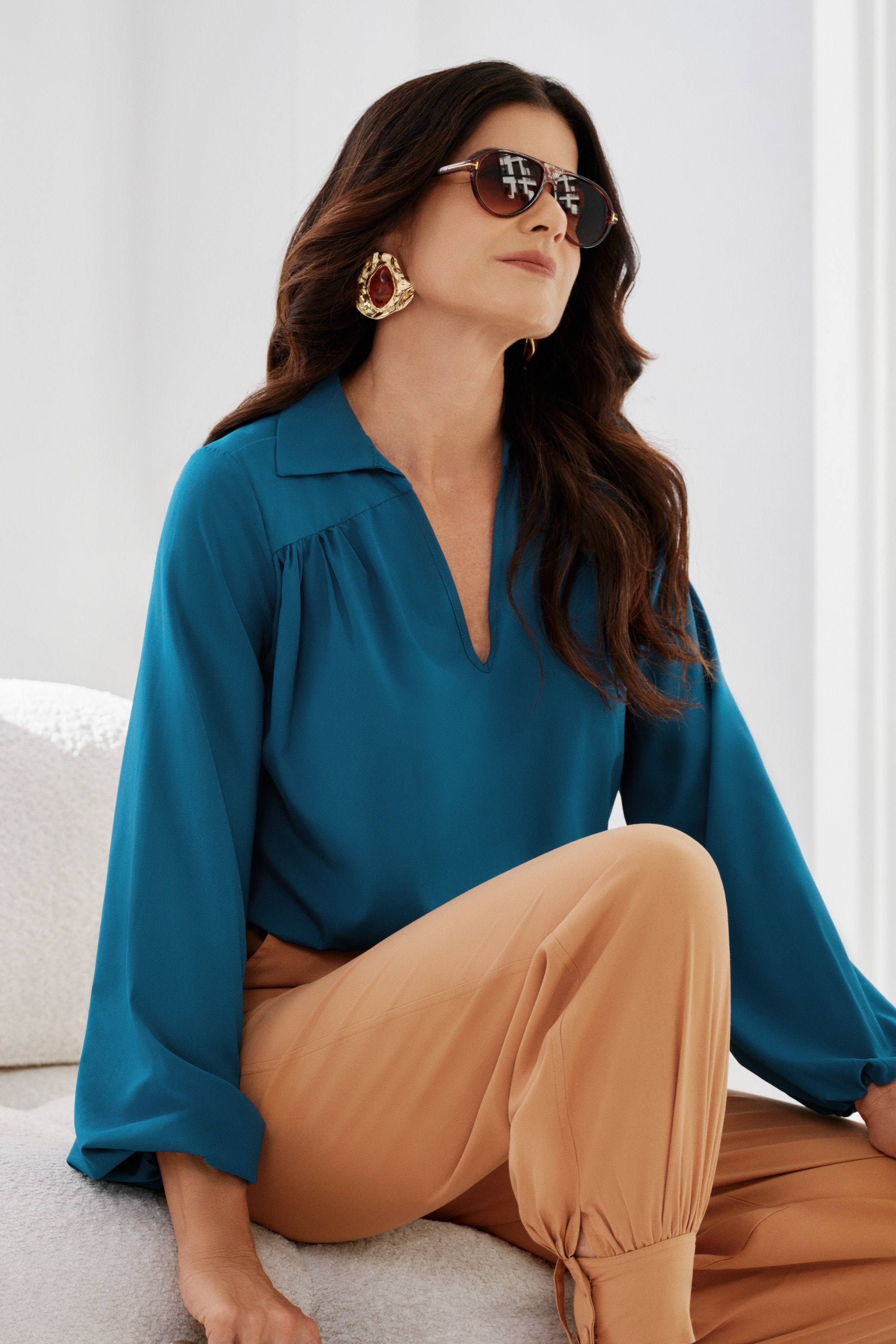 Blusa manga longa tamara Azul Petroleo