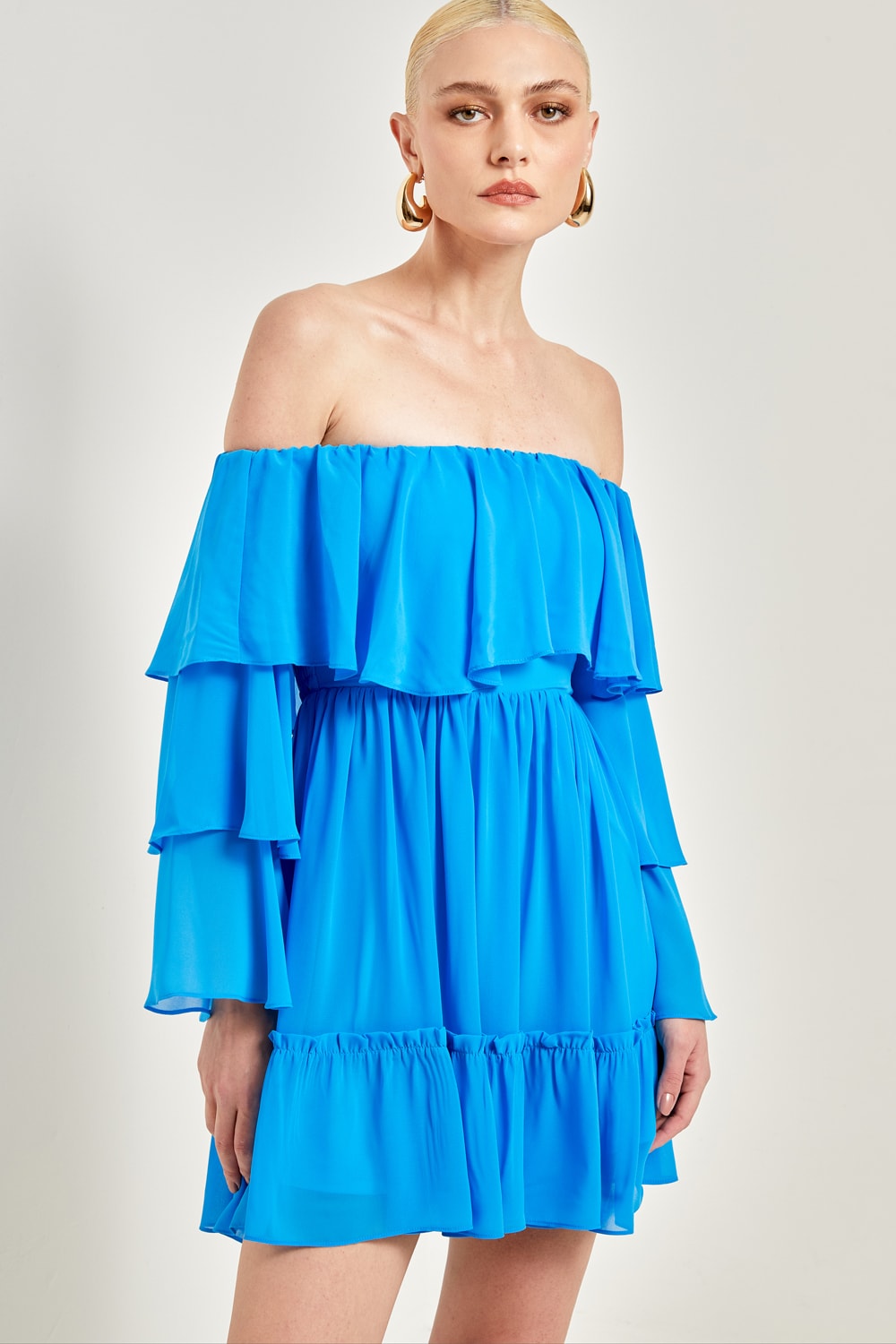 Vestido babado annie Azul