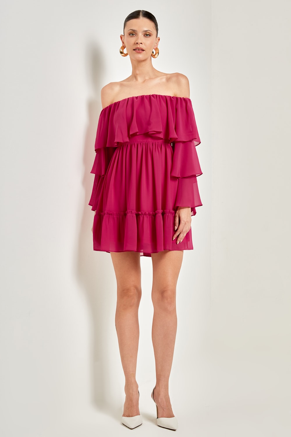 Vestido babado annie Magenta