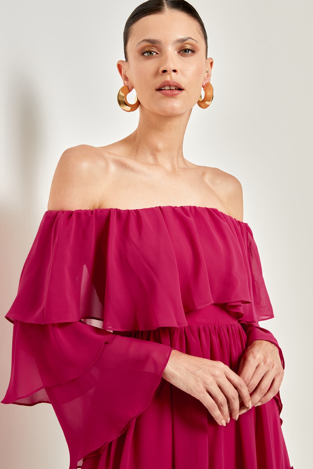 Vestido babado annie Magenta