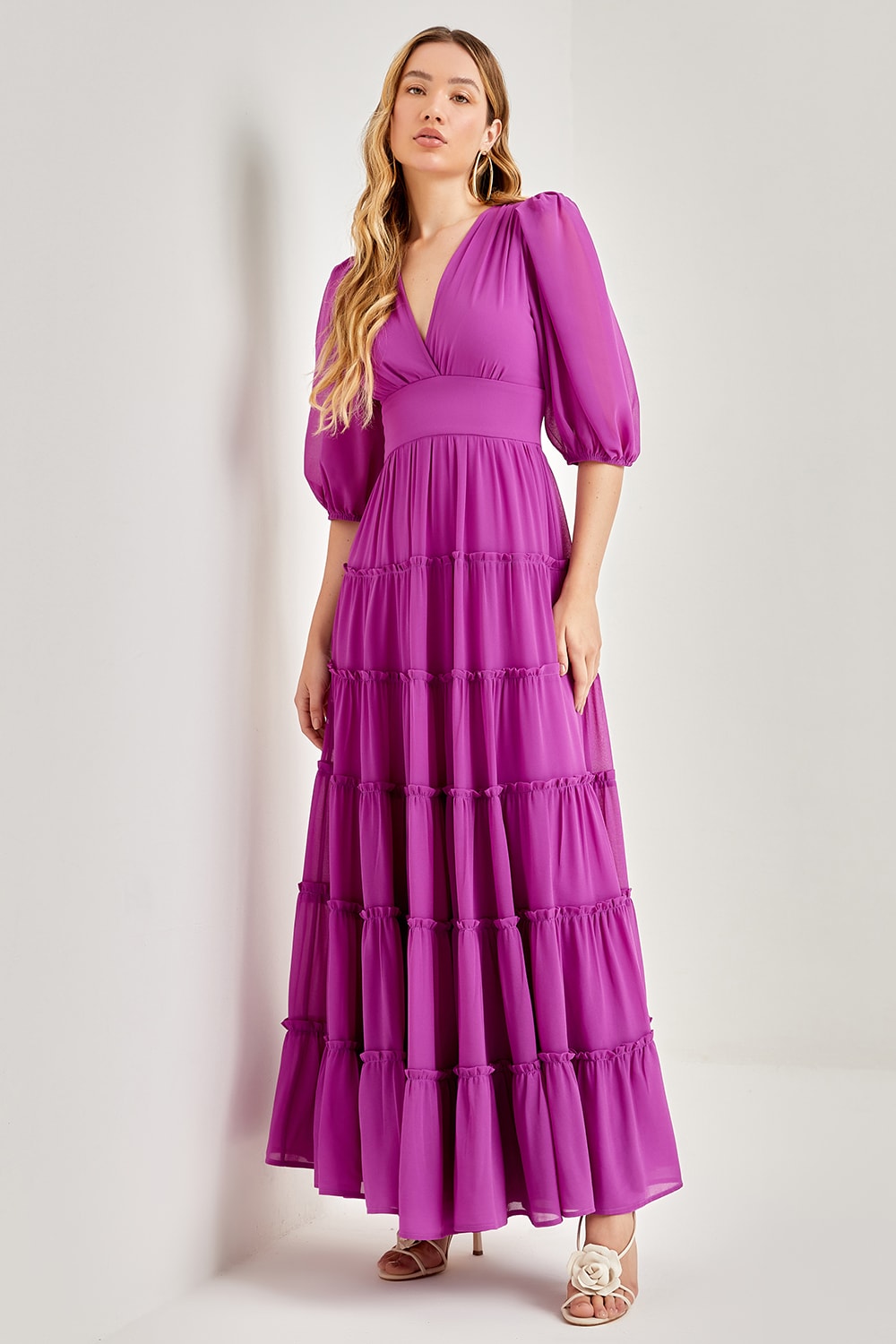 Vestido babado dylan Roxo