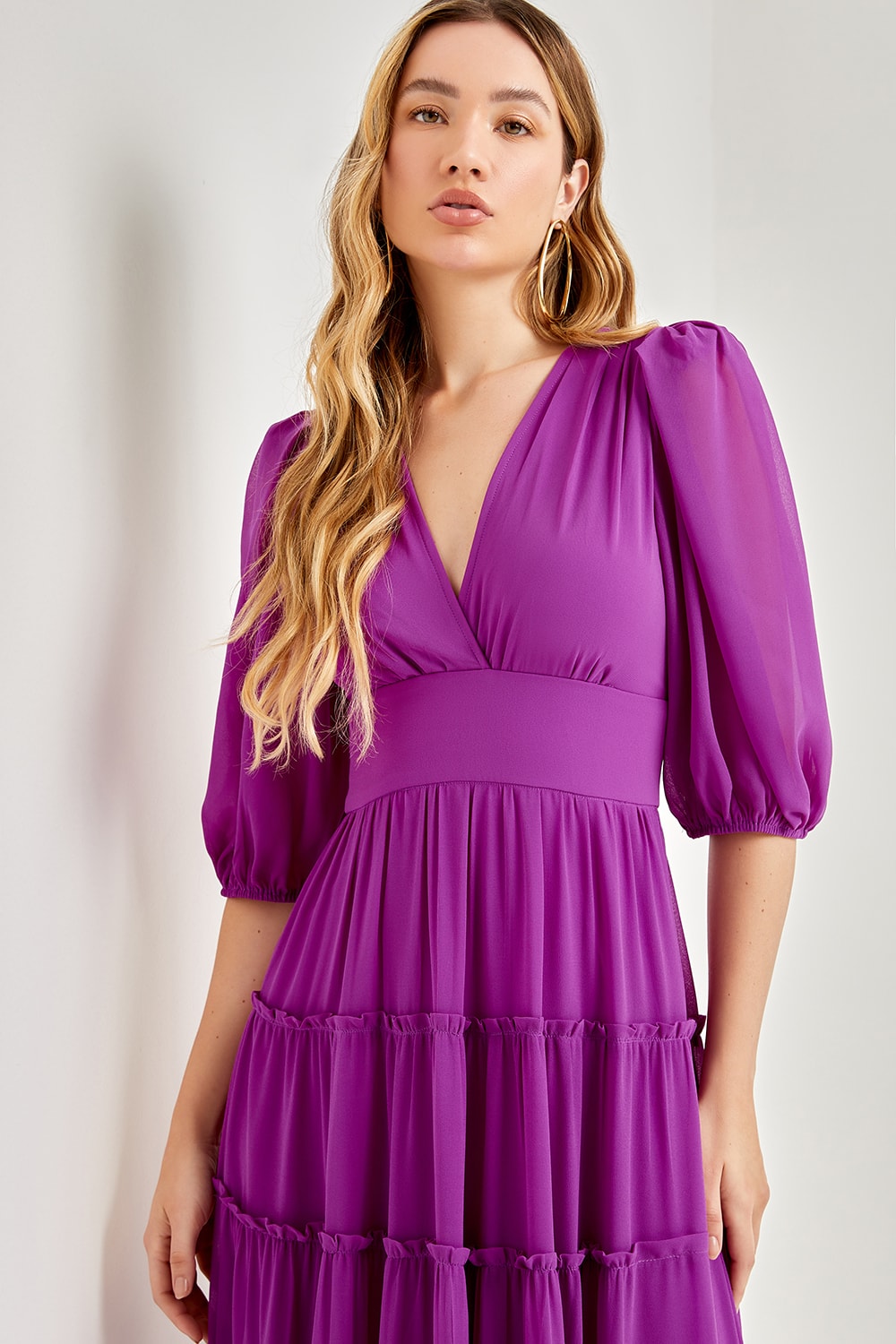 Vestido babado dylan Roxo