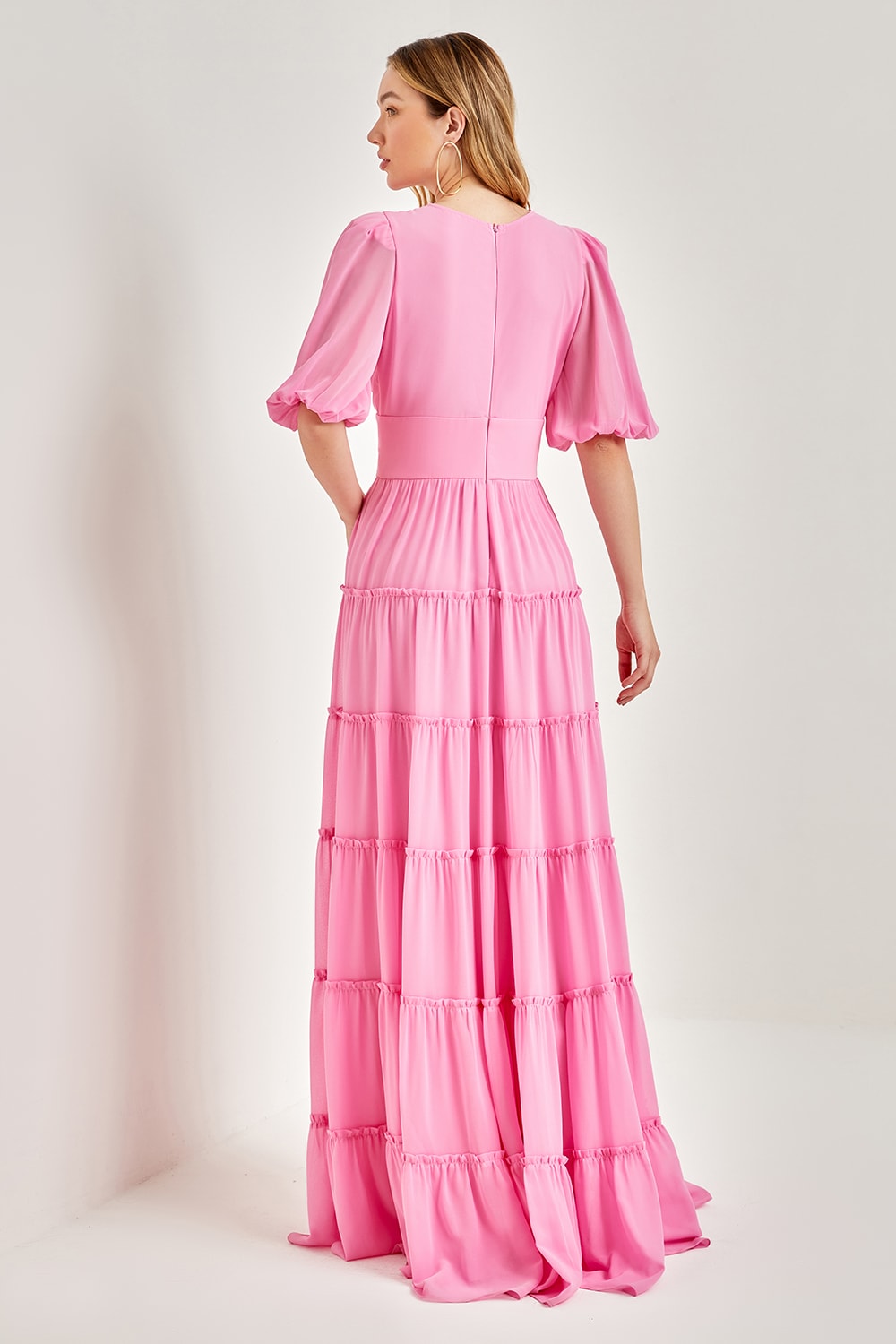Vestido babado valentina Rosa