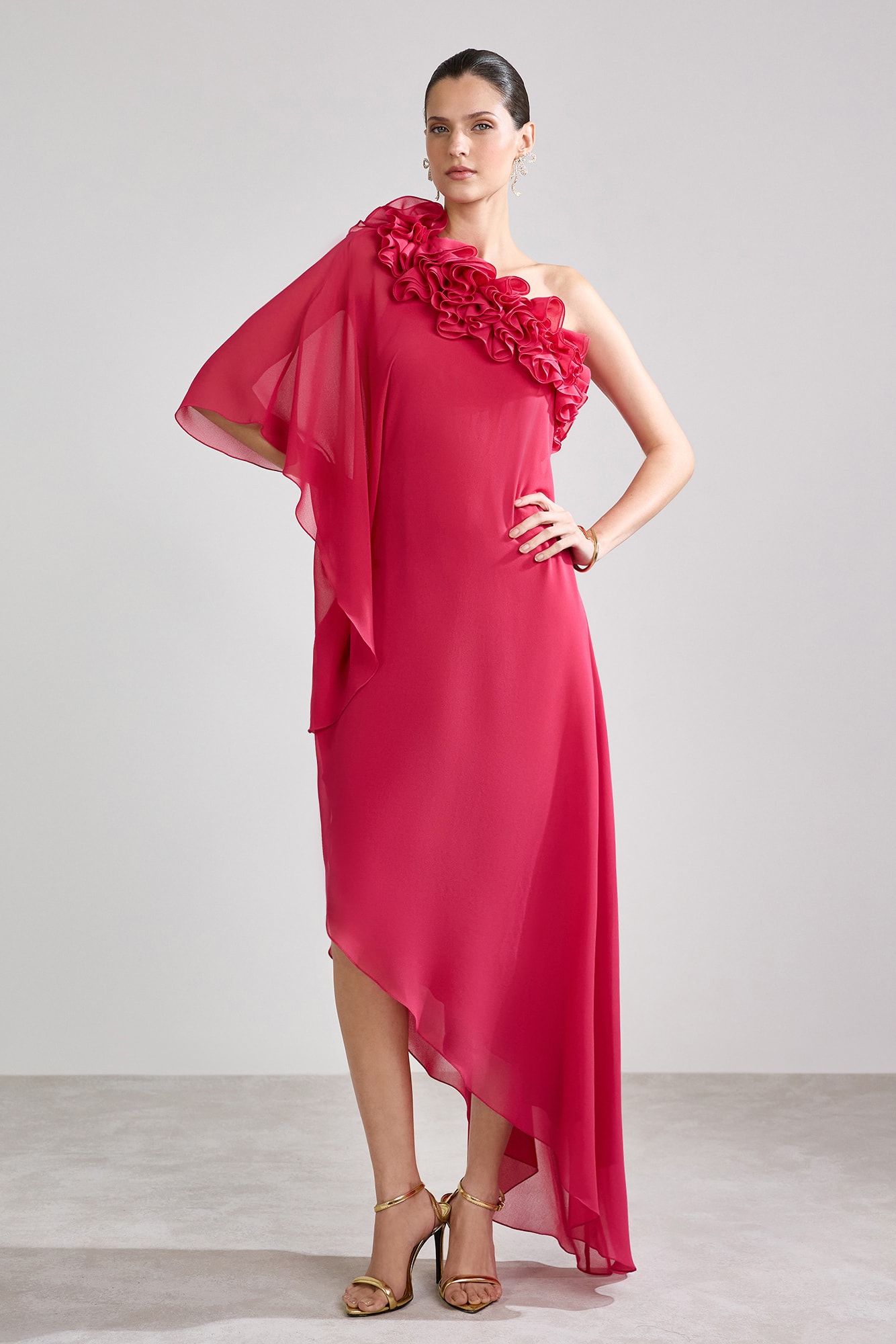 Vestido babados yara c Pink