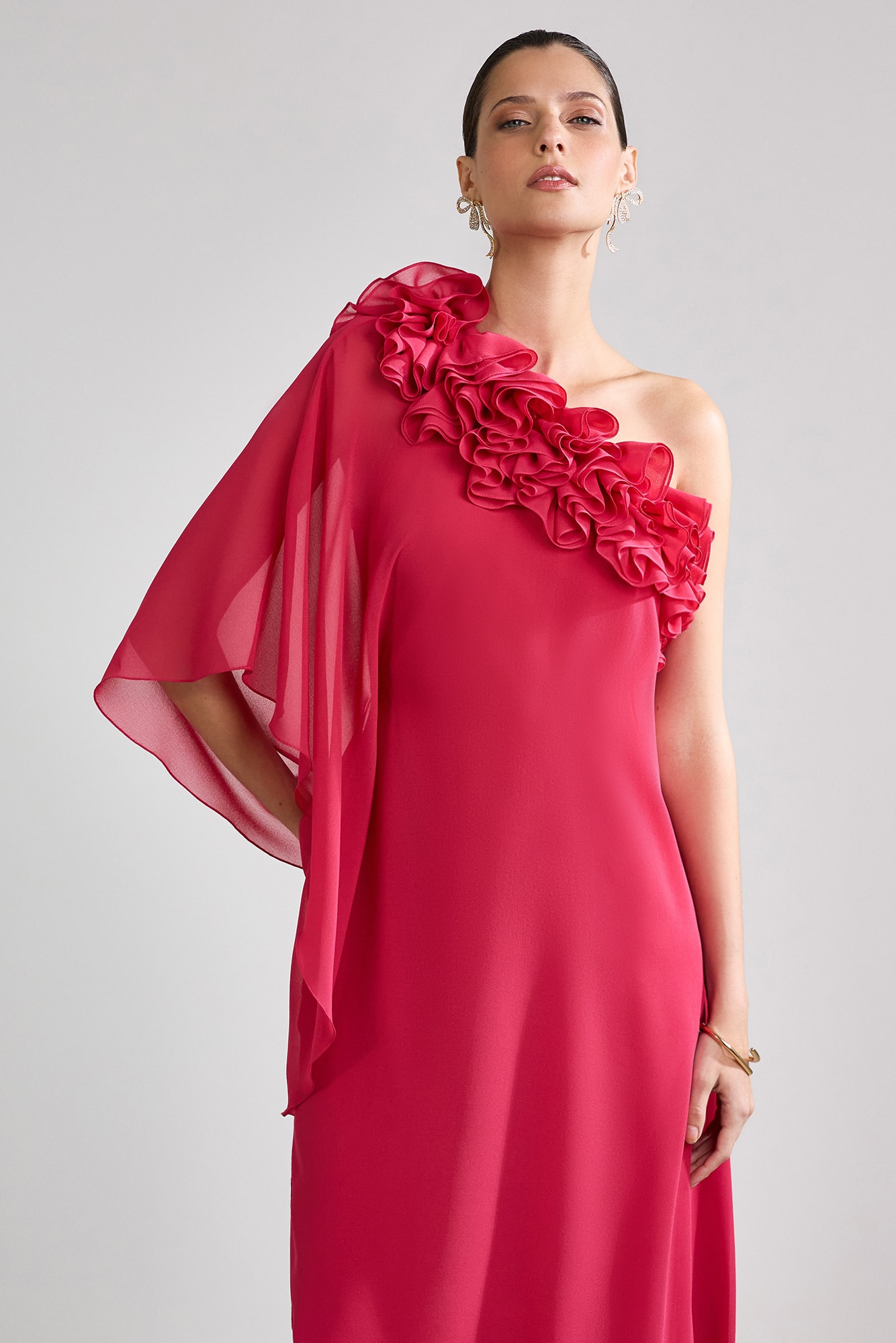 Vestido babados yara c Pink