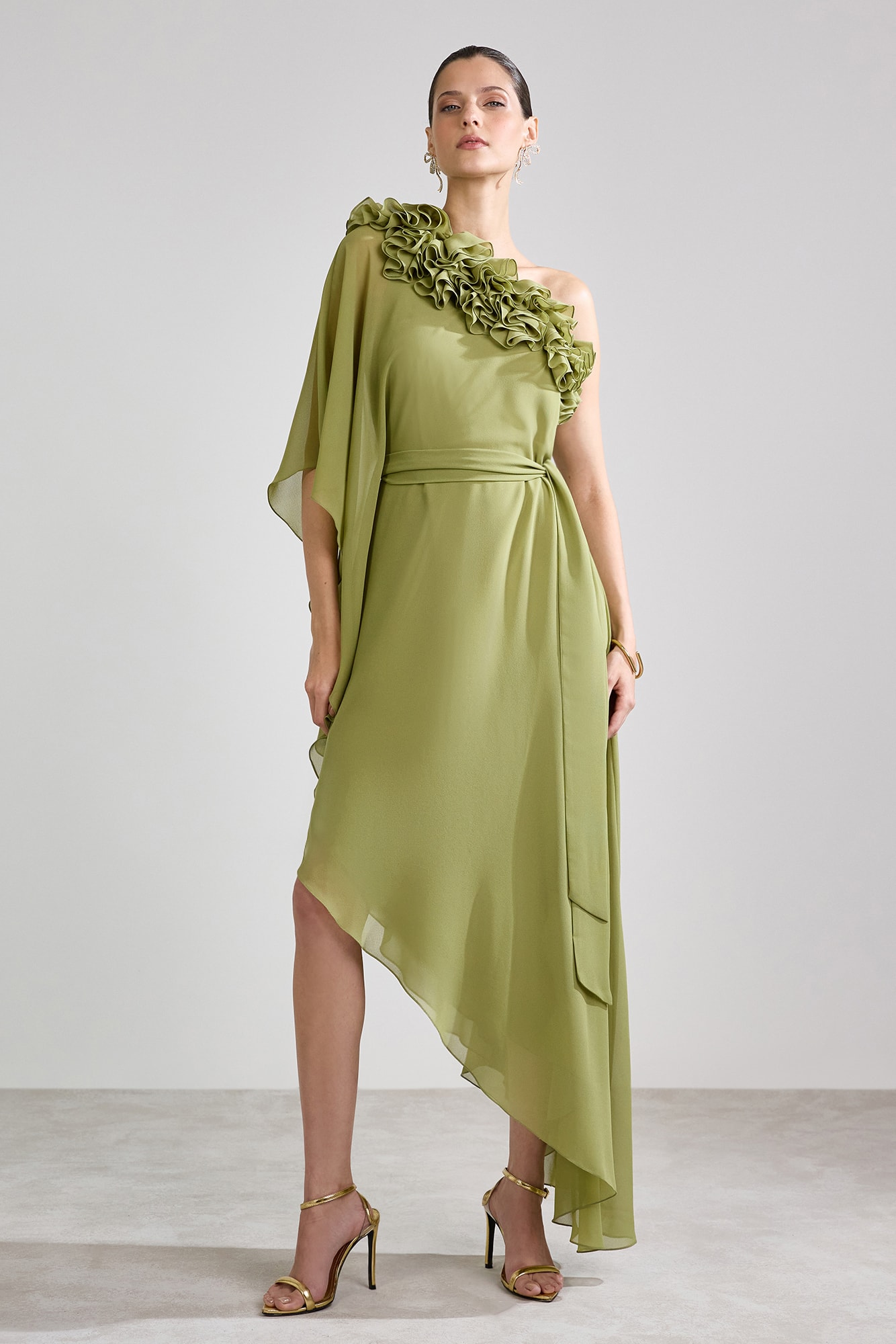 Vestido babados yara c Verde