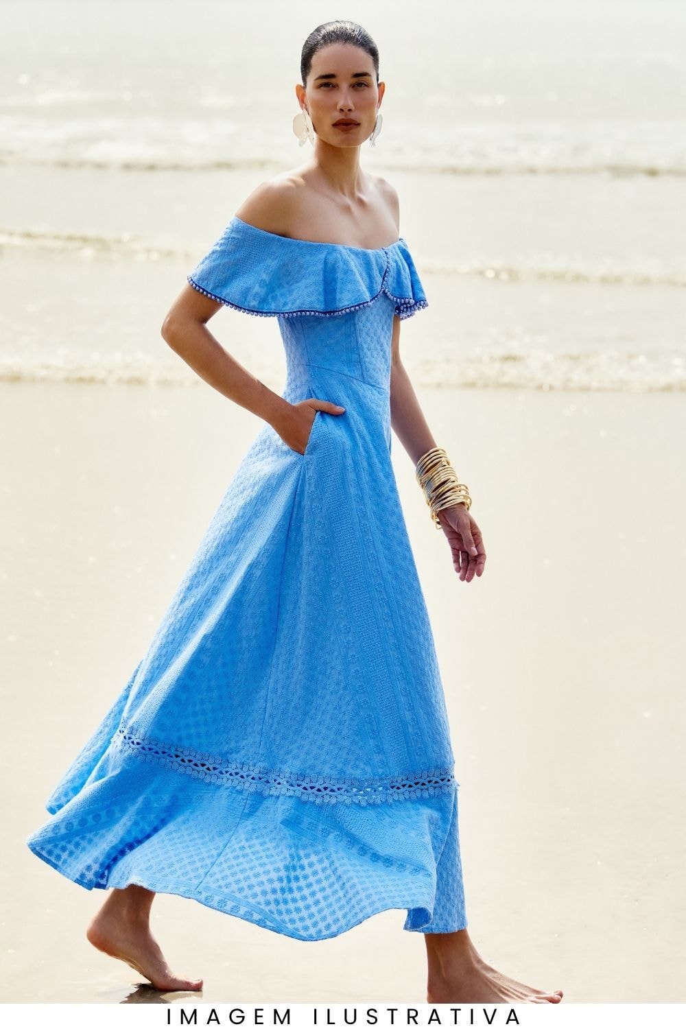 Vestido concha do mar Azul
