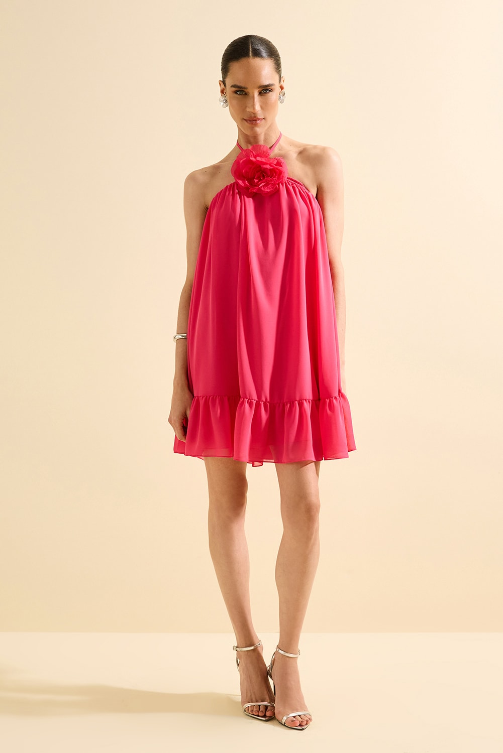 Vestido curto flora Pink