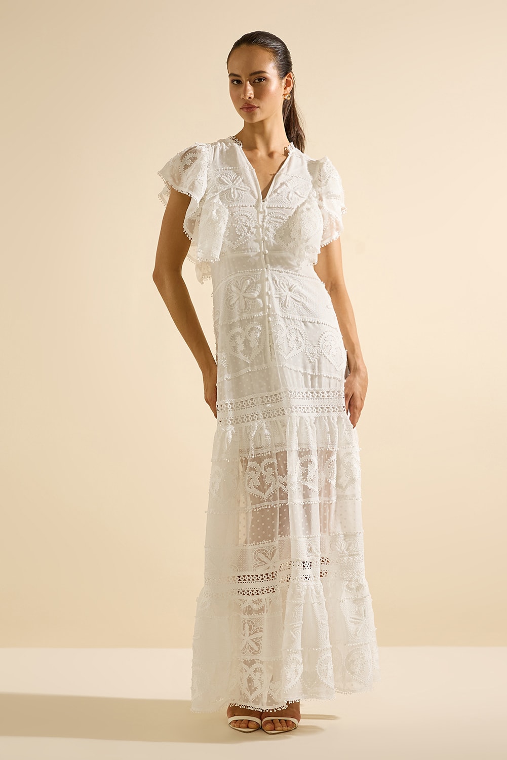 Vestido cute lace Off-White
