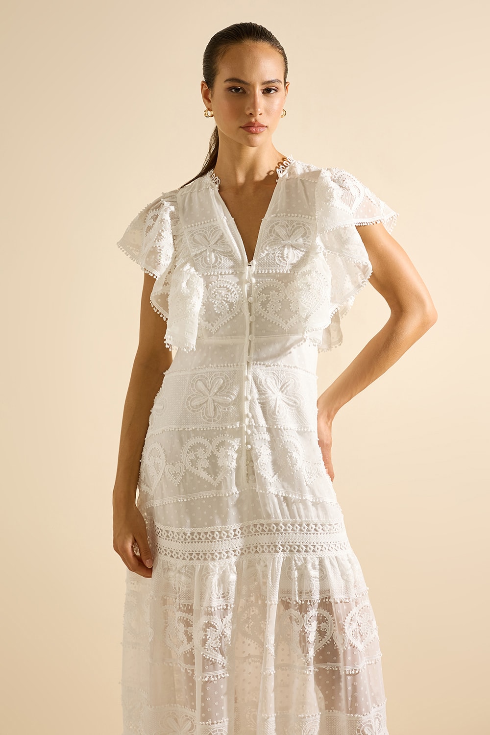 Vestido cute lace Off-White