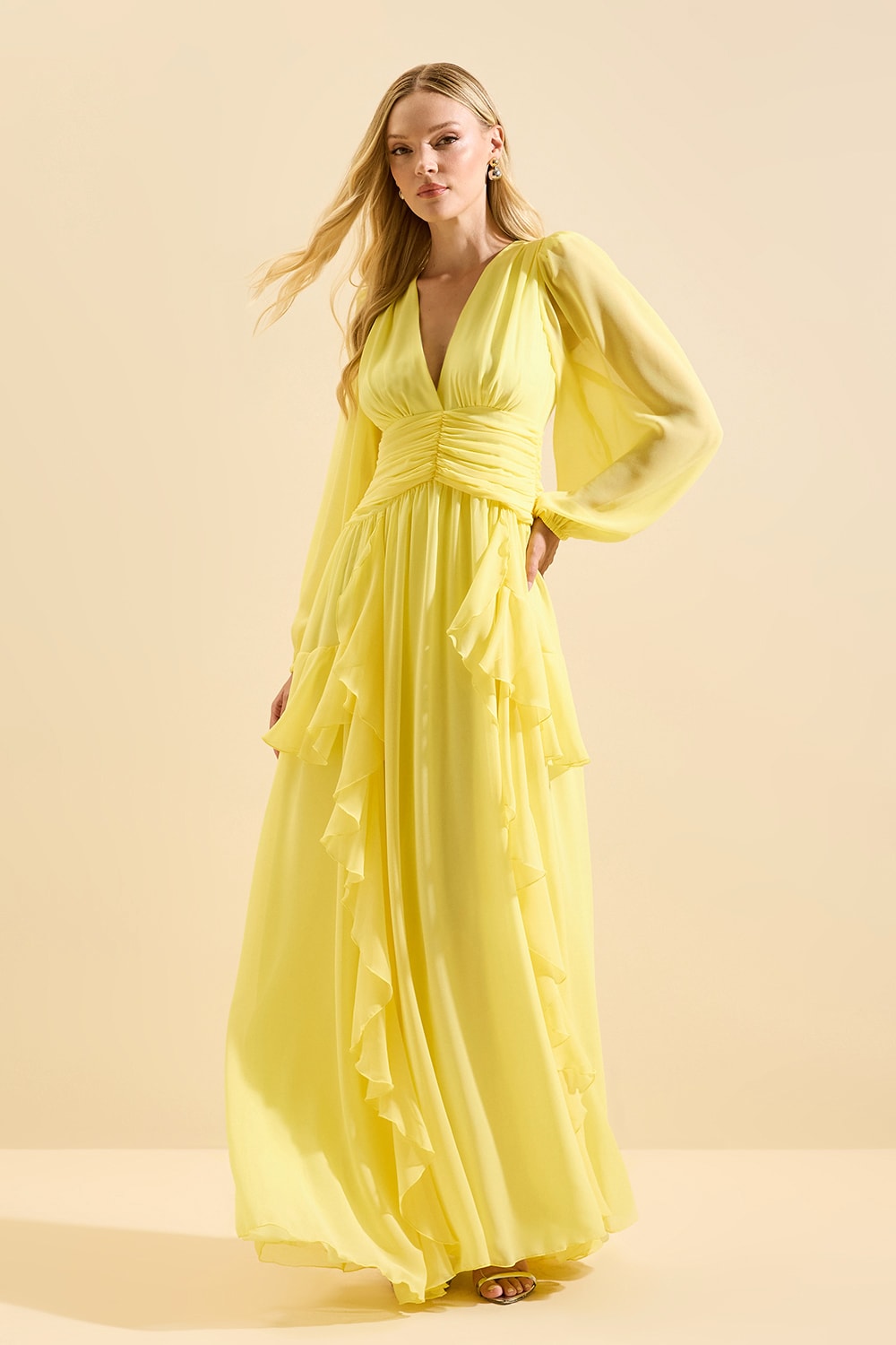 Vestido drapeado harmony Amarelo