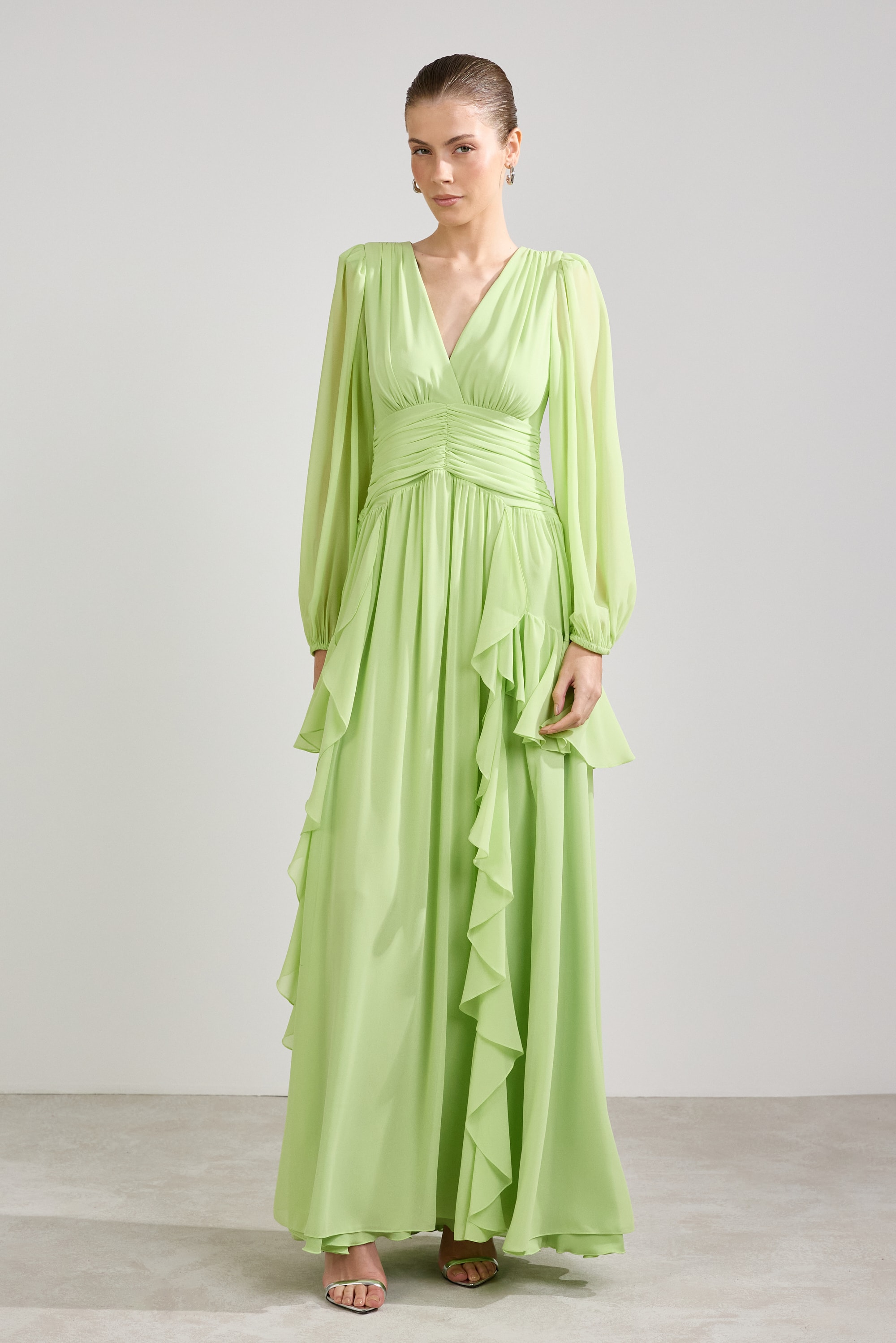 Vestido drapeado harmony Verde Bebe