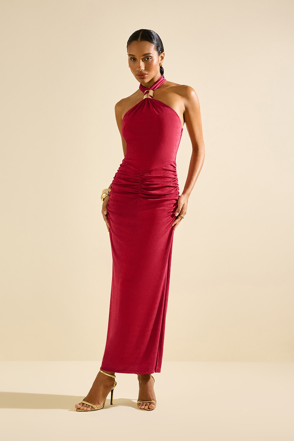 Vestido drapeado leda Fucsia