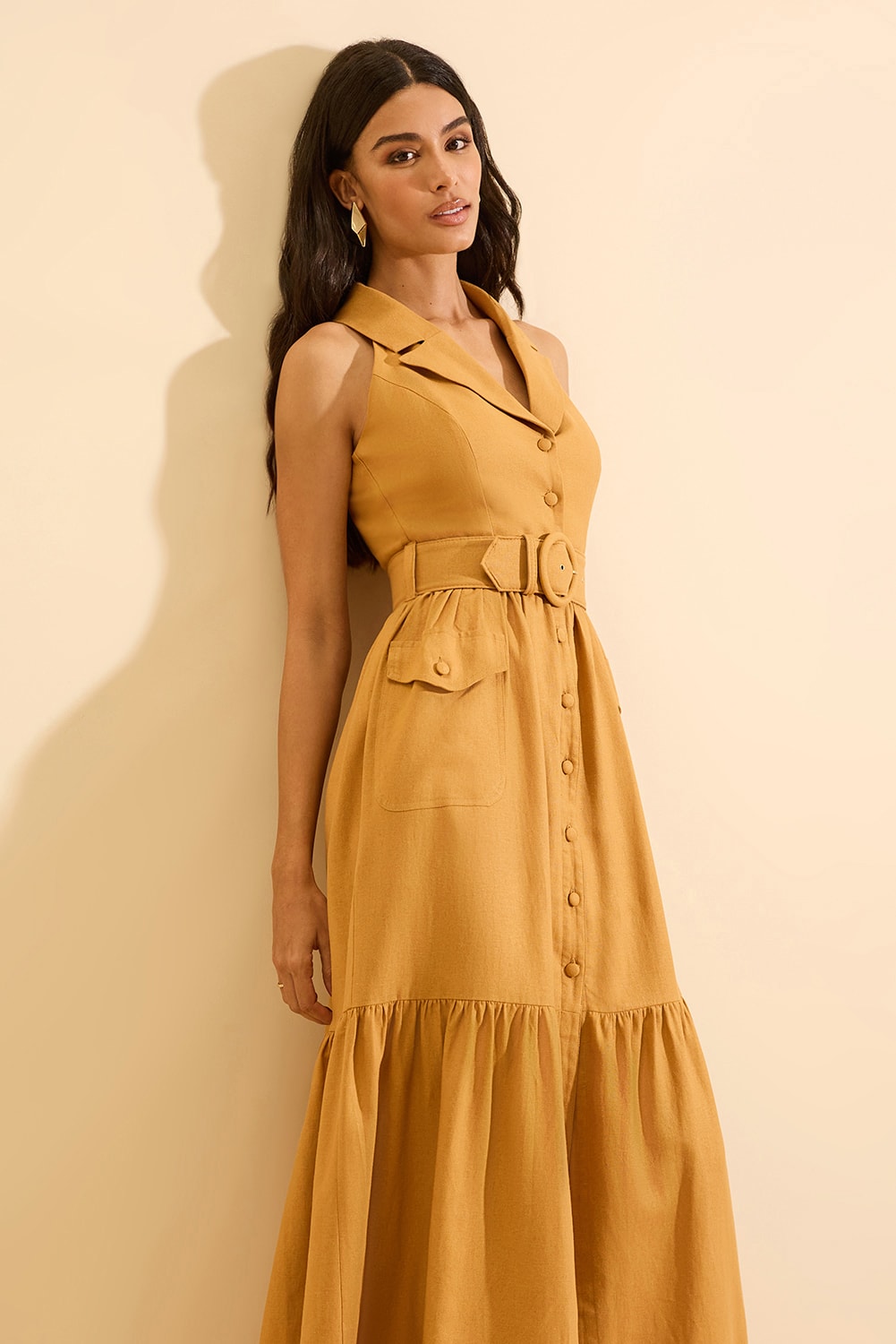 Vestido hiper midi alicia c Caramelo