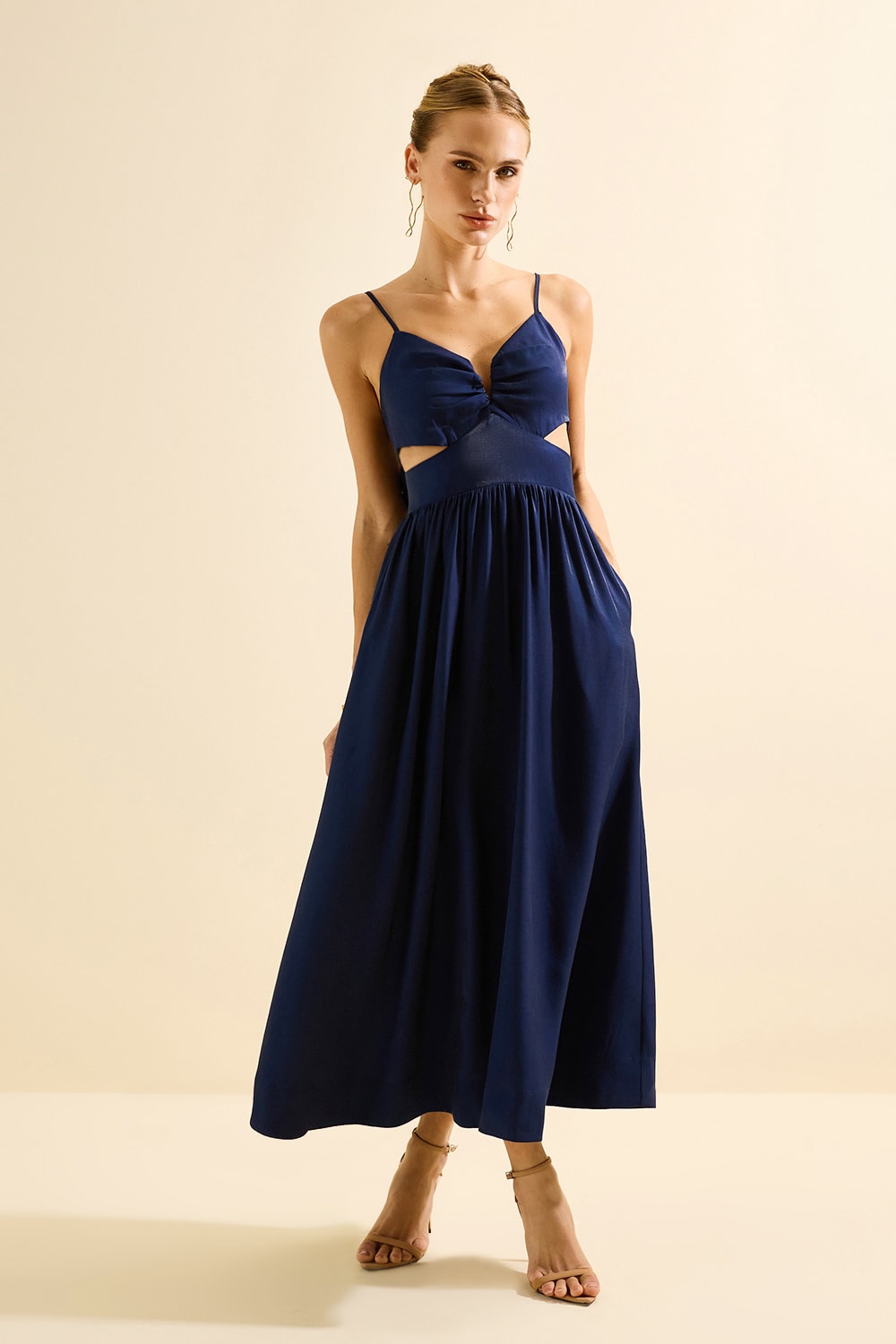 Vestido hiper midi monaco Marinho