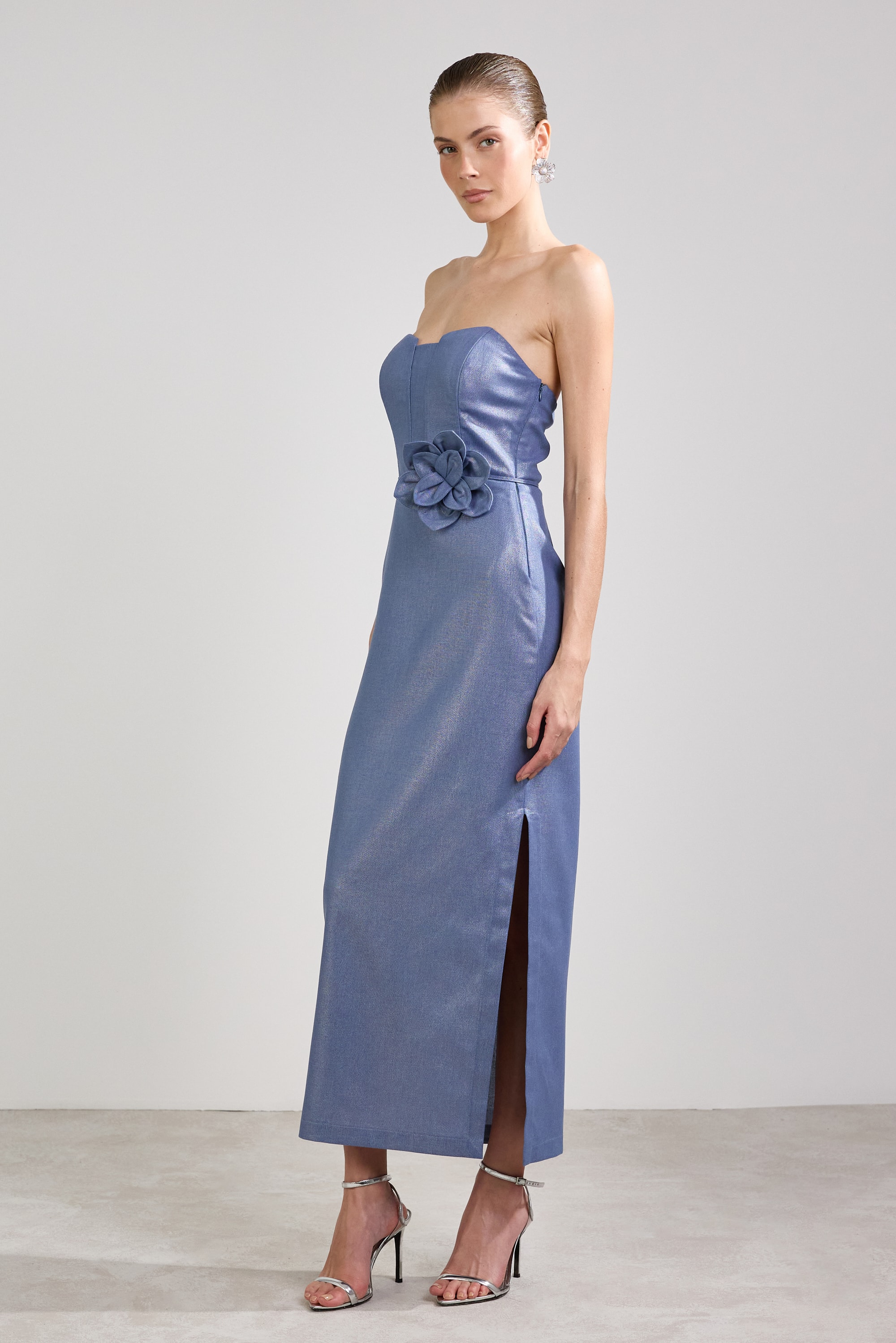 Vestido hiper midi sabrina c Azul
