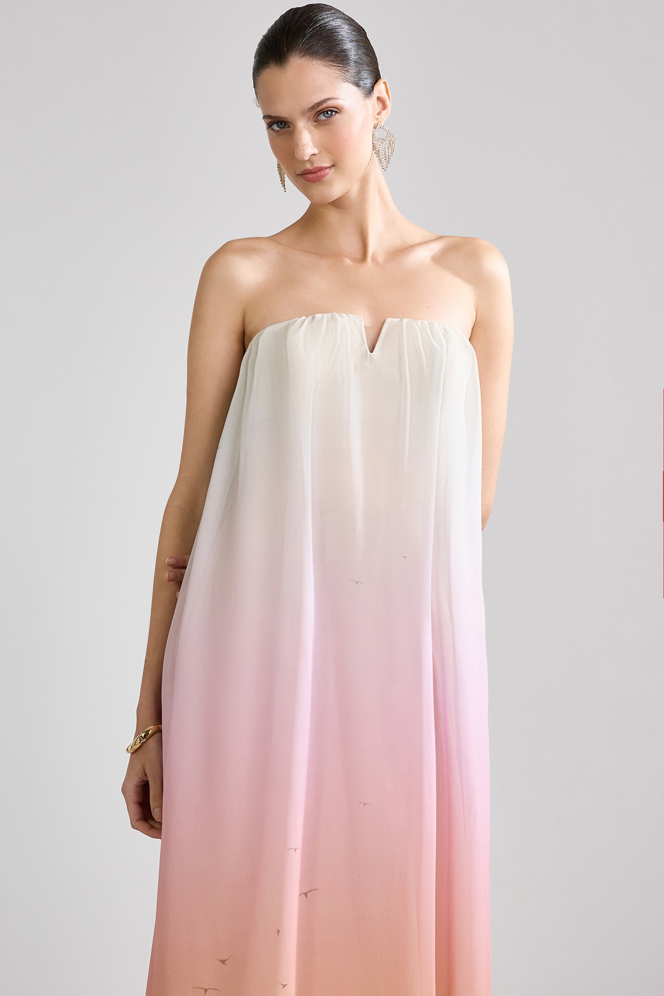 Vestido longo amanhecer Rosa