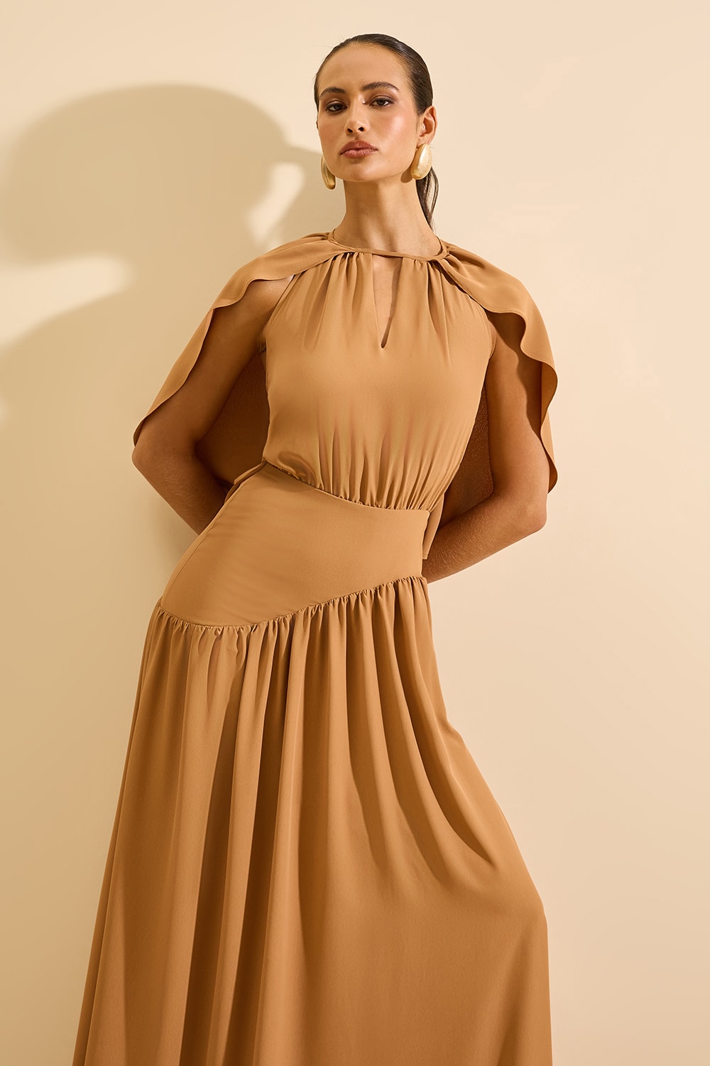 Vestido longo amarilys Caramelo