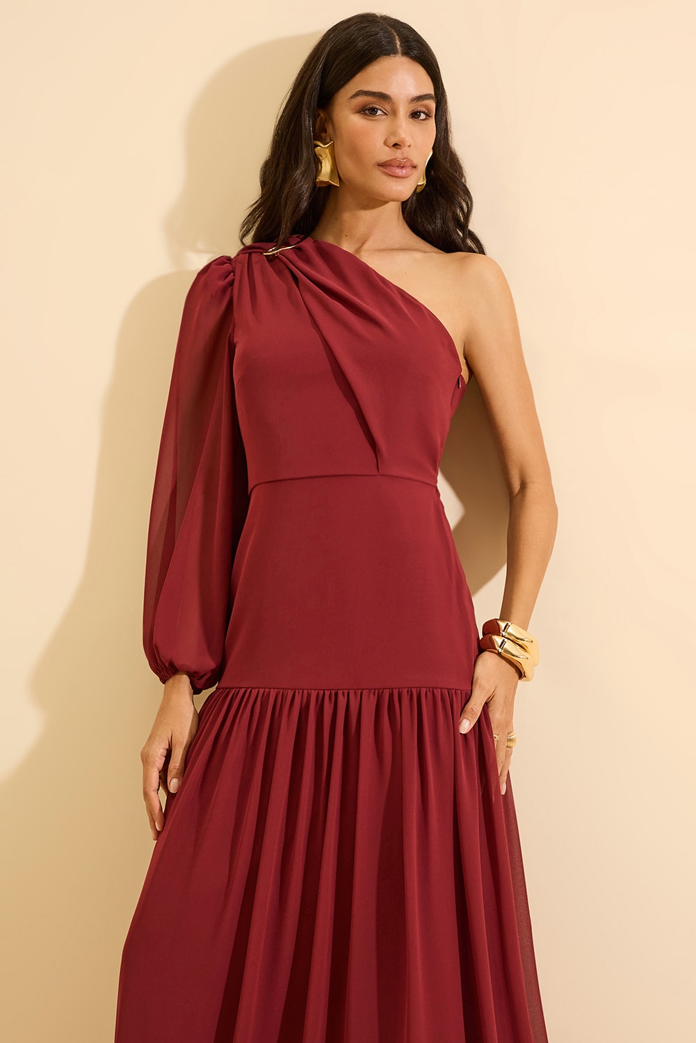 Vestido longo carol Bordo