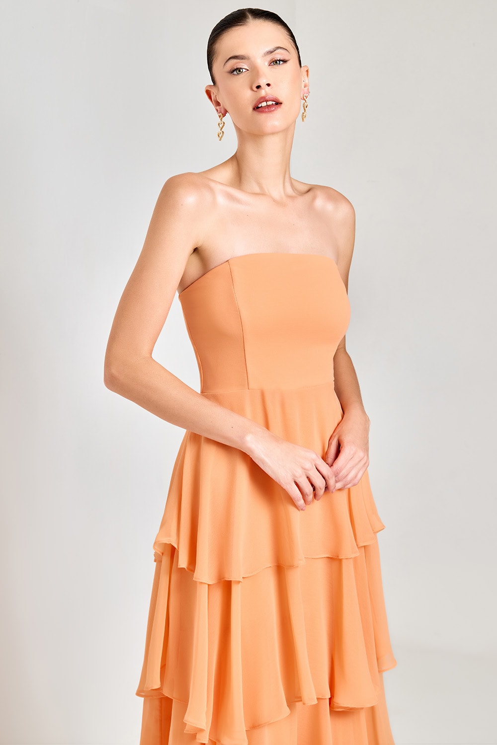 Vestido longo carolina Pêssego