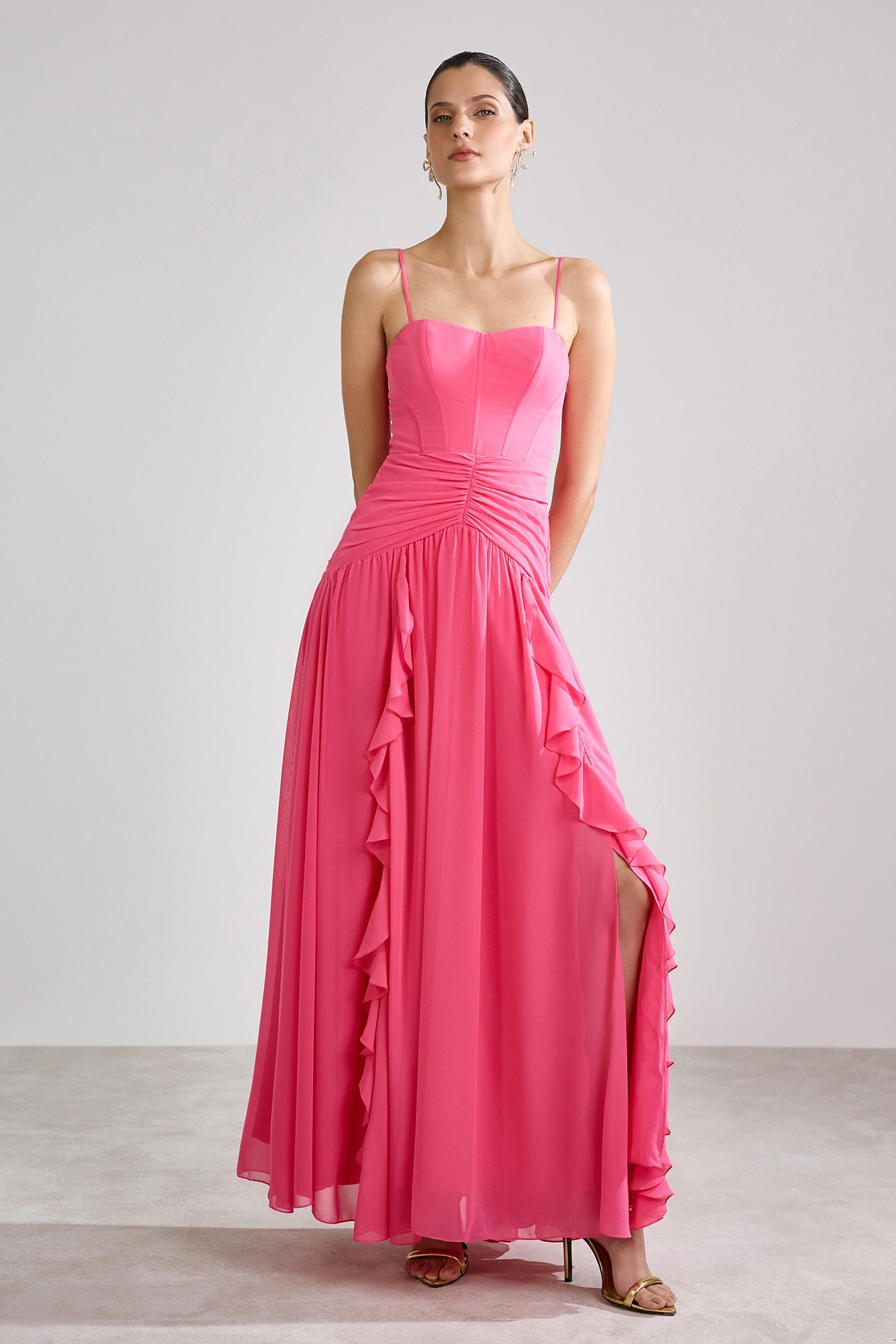 Vestido longo corset jabours Pink
