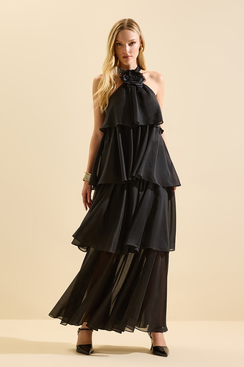 Vestido longo crown Preto