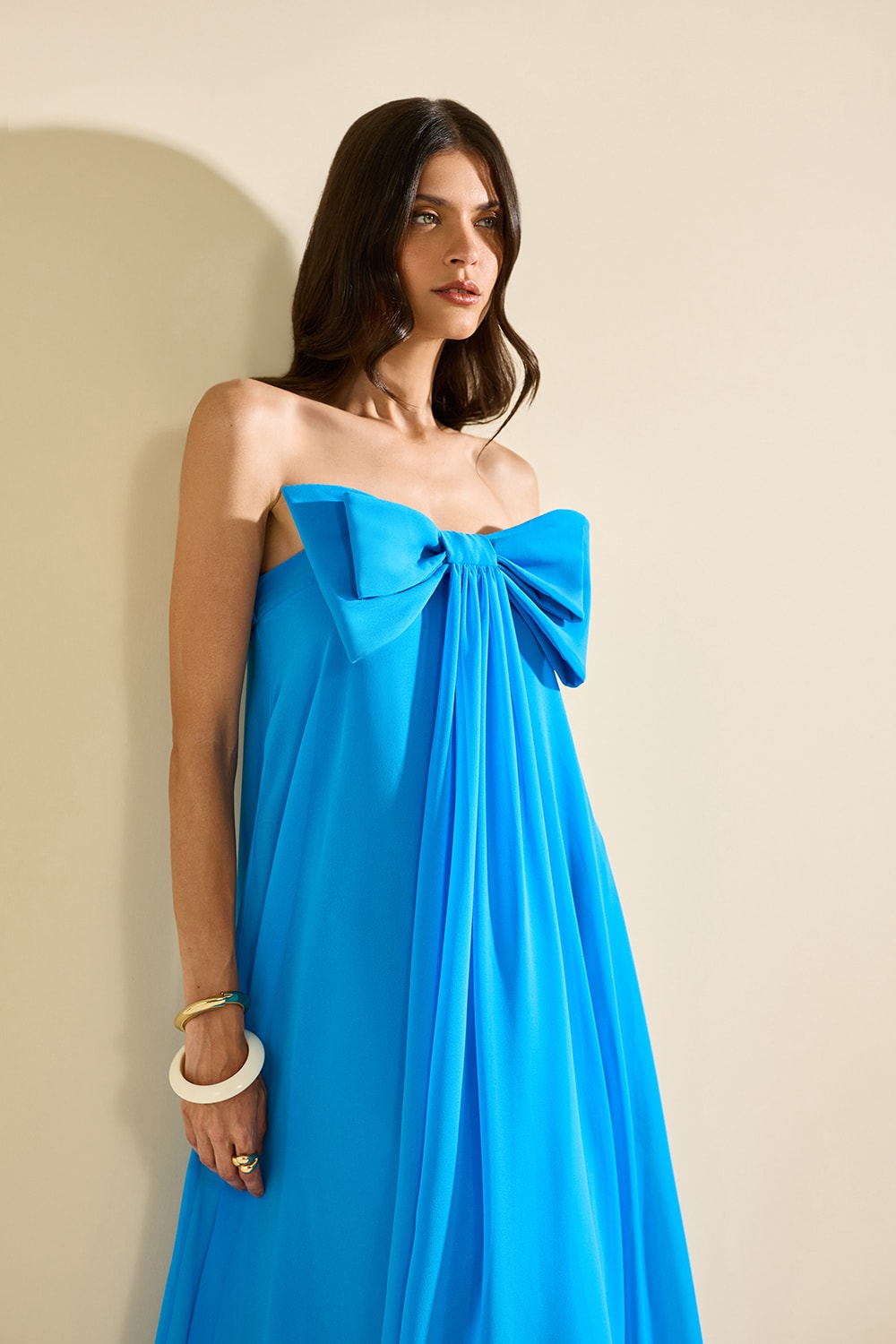 Vestido longo encanto laço Azul
