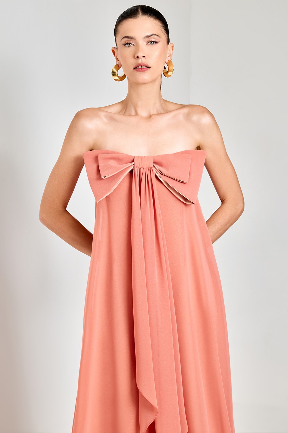 Vestido longo encanto laço Blush
