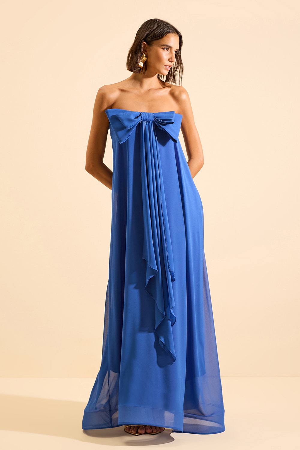 Vestido longo encanto laço Indigo