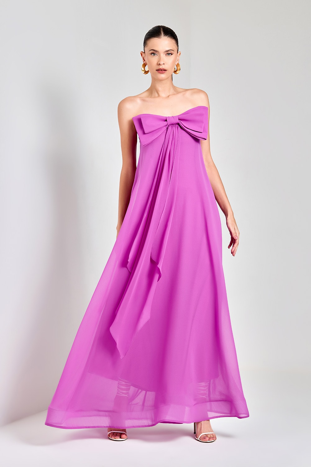 Vestido longo encanto laço Magenta