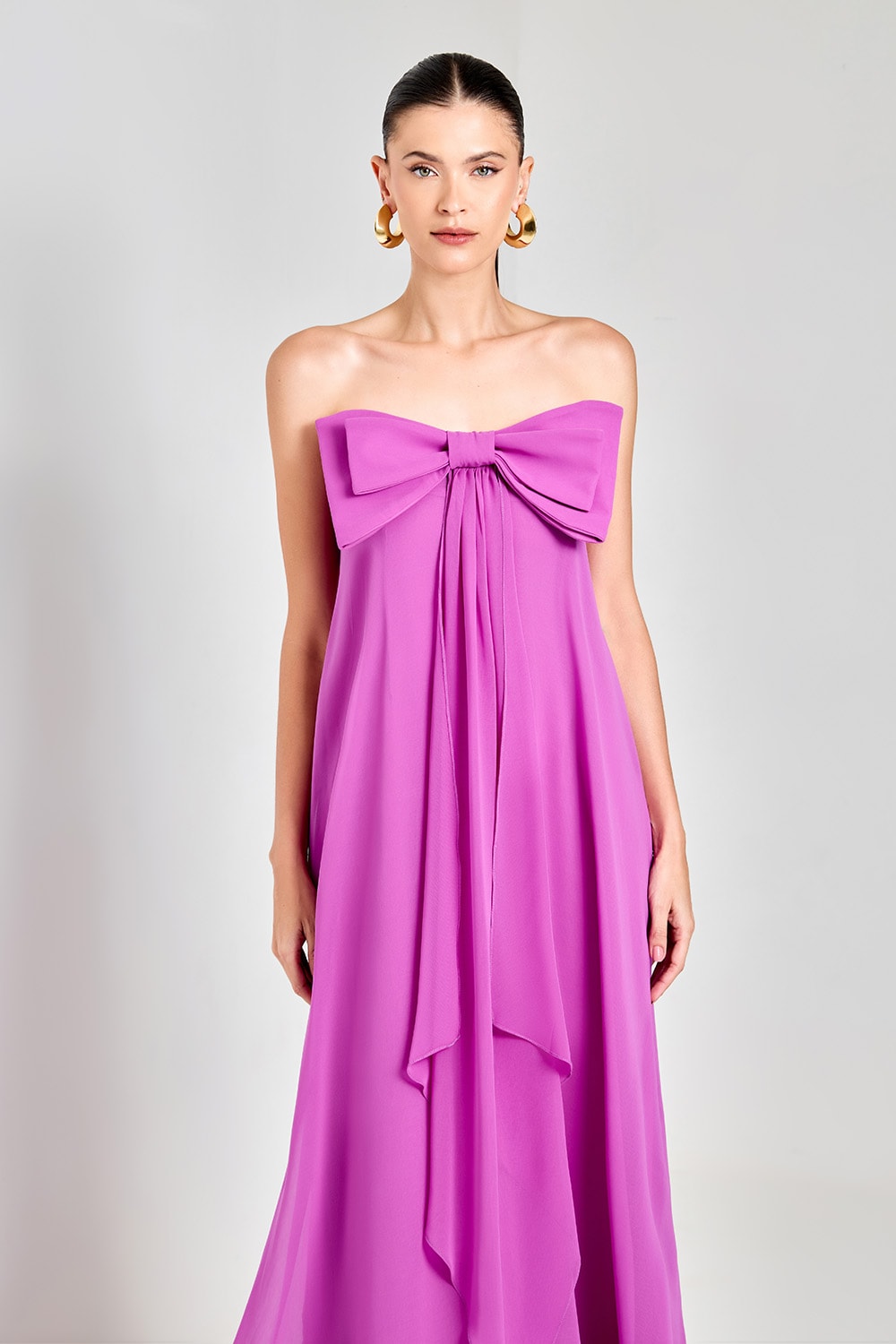 Vestido longo encanto laço Magenta