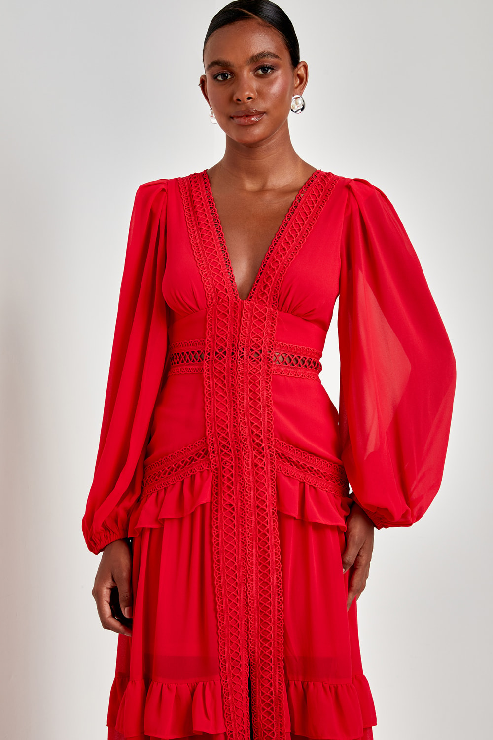 Vestido longo fenda clara Vermelho