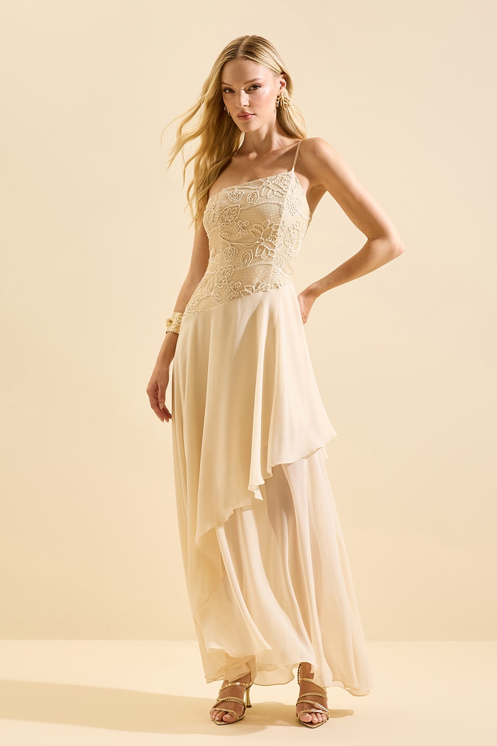 Vestido longo gabriela Cru