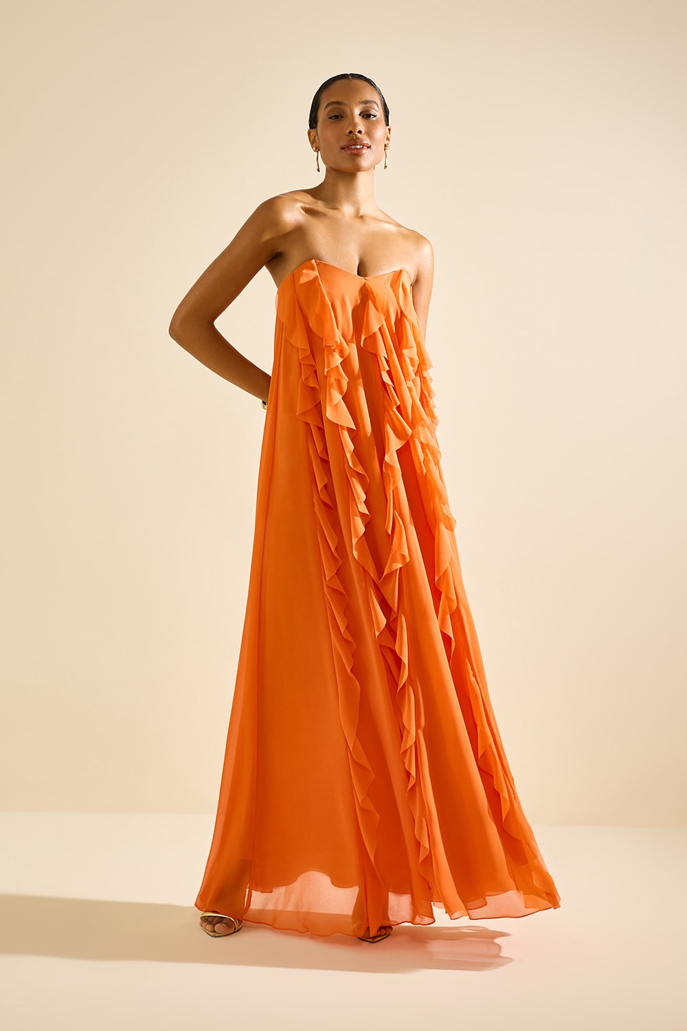 Vestido longo jabours samantha Laranja