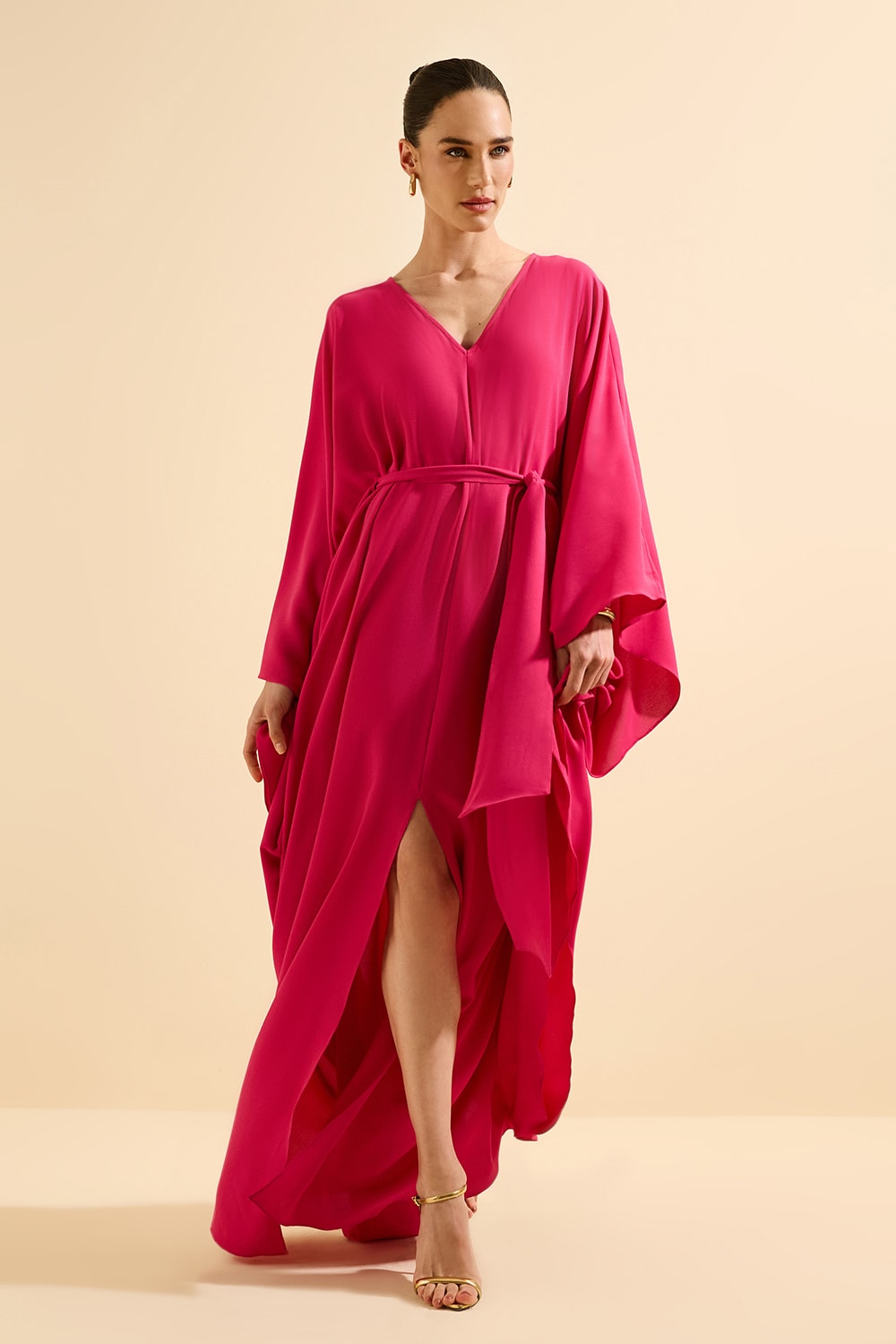 Vestido longo kaftan Pink