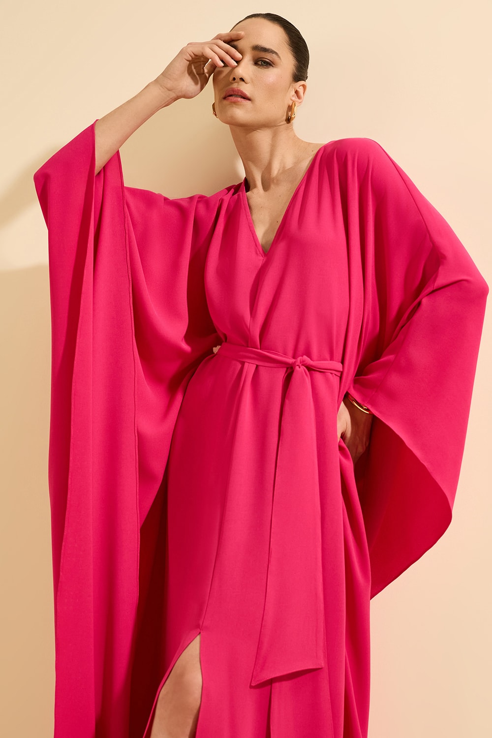 Vestido longo kaftan Pink