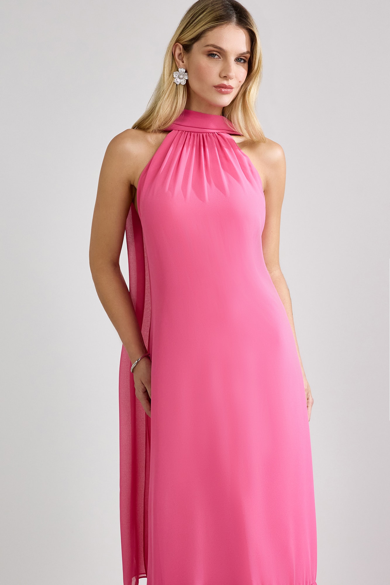 Vestido longo lenço Rosa