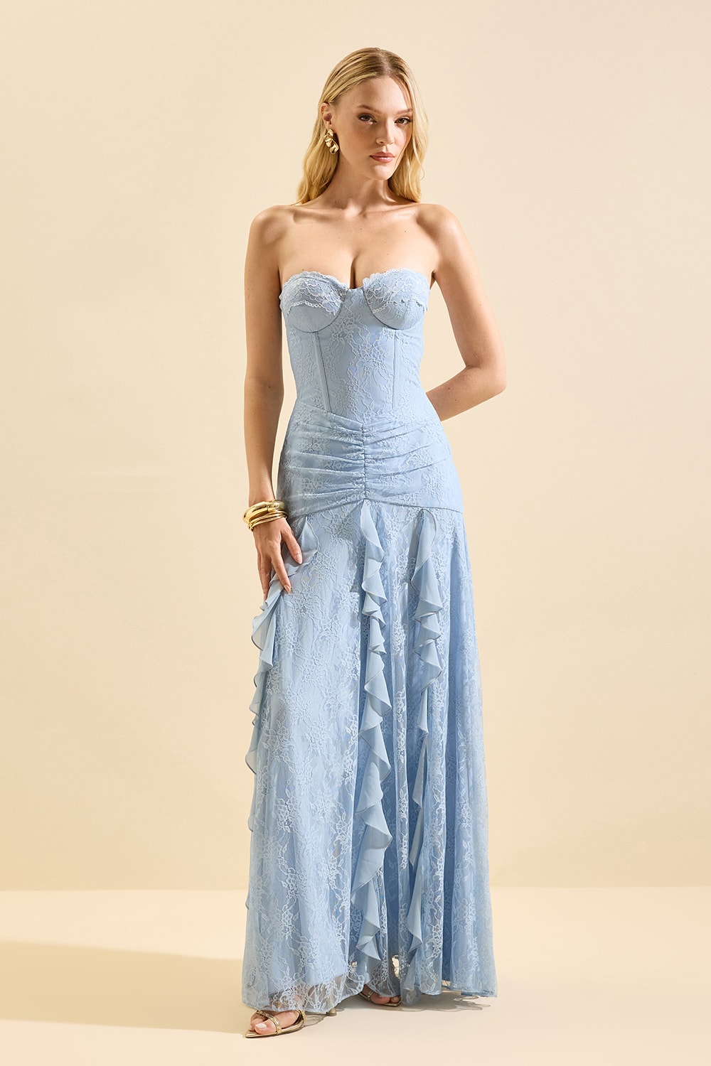 Vestido longo leveza Azul Bebe