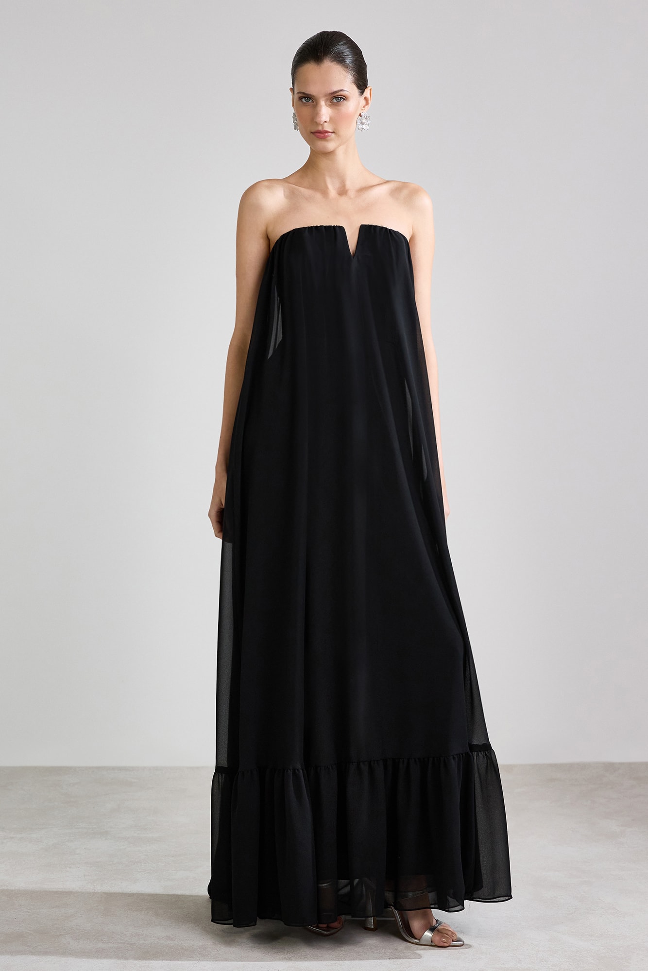 Vestido longo lila Preto