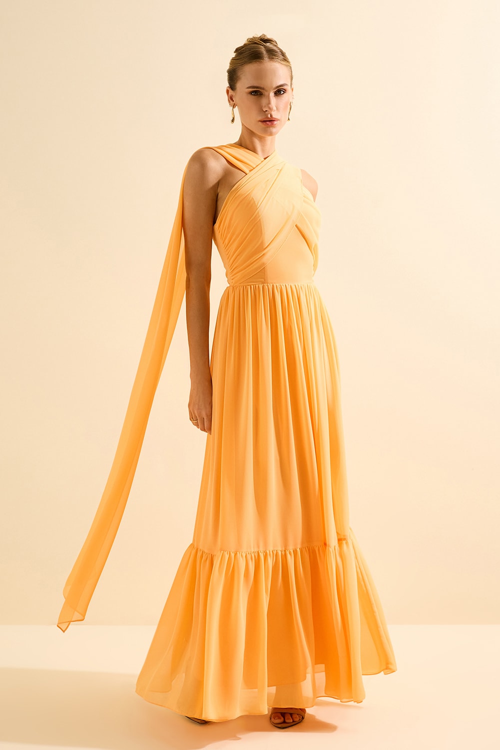 Vestido longo luar Laranja