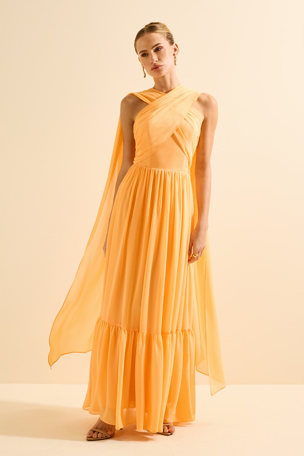 Vestido longo luar Laranja