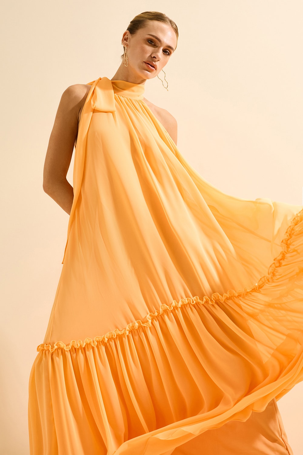 Vestido longo nó Coral
