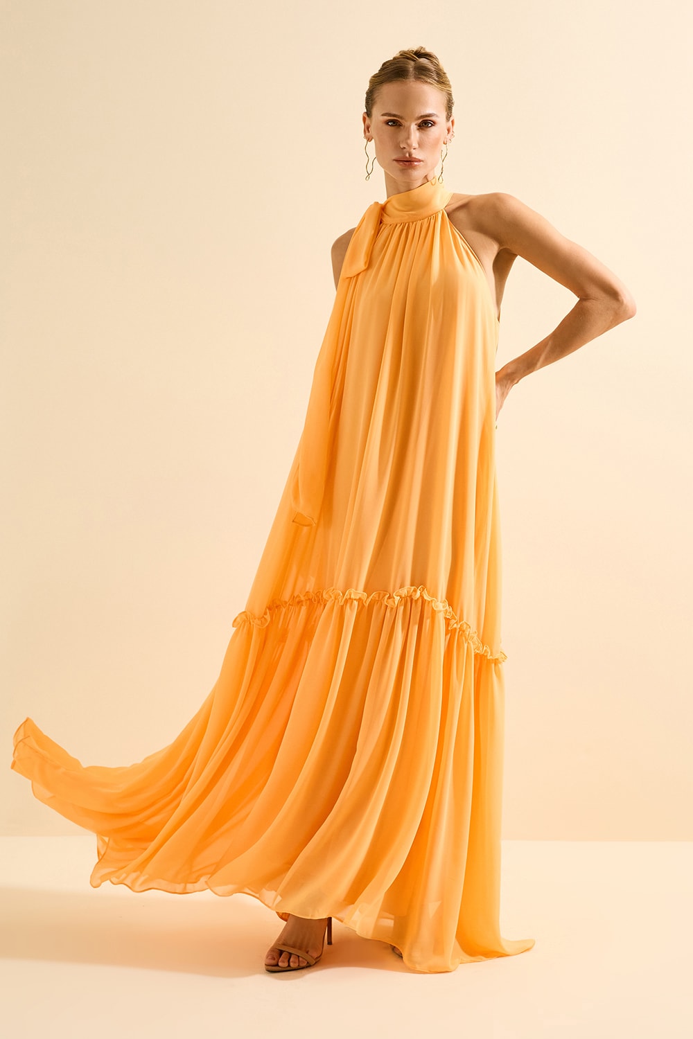 Vestido longo nó Coral