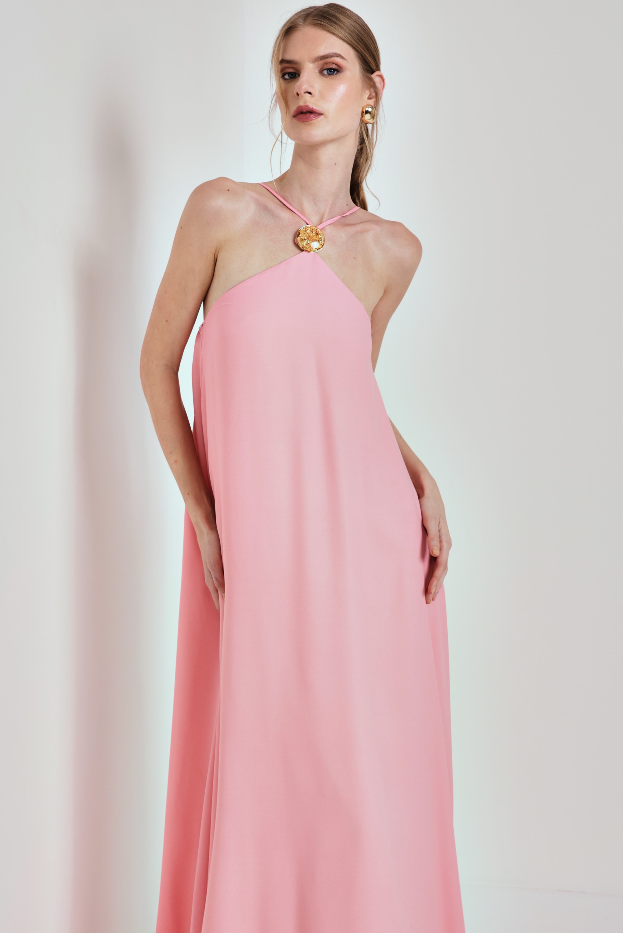 Vestido longo primavera Coral