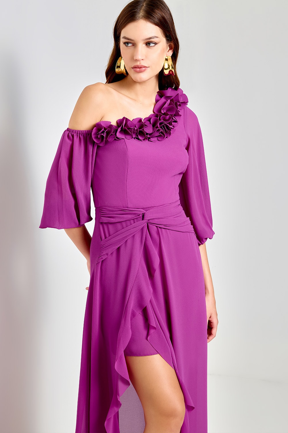 Vestido longo swanilda Magenta