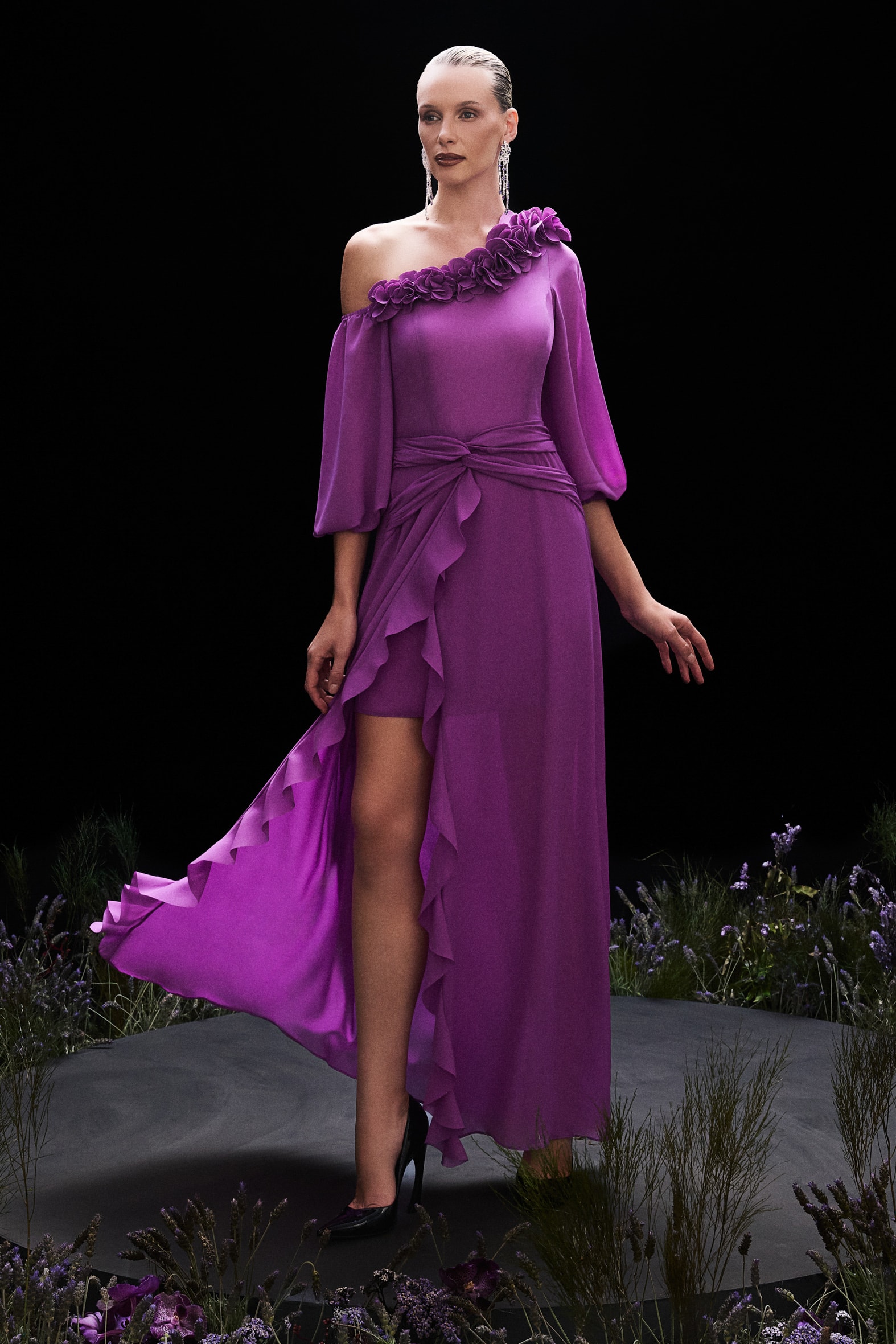 Vestido longo swanilda Magenta