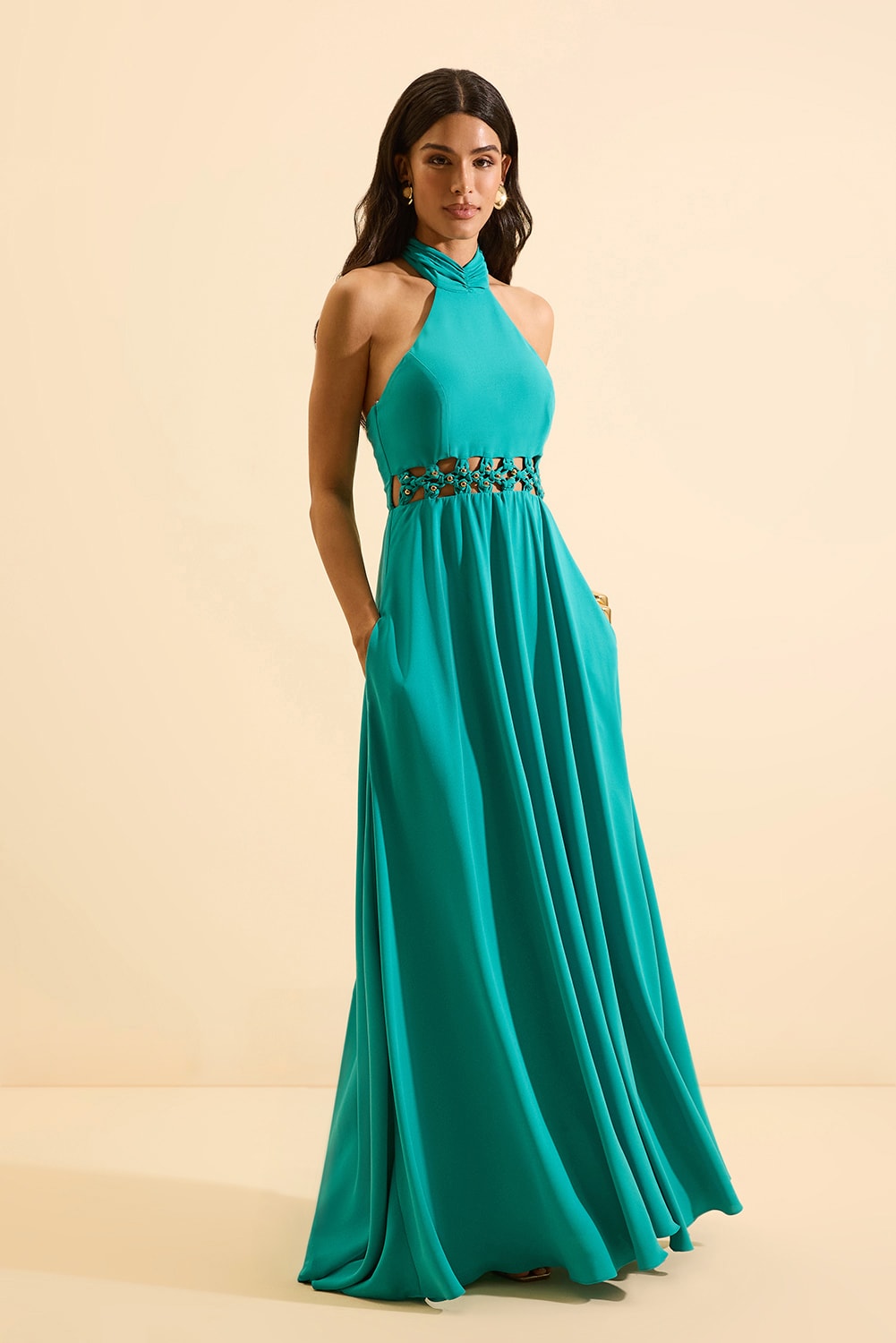Vestido longo veronica Verde Água