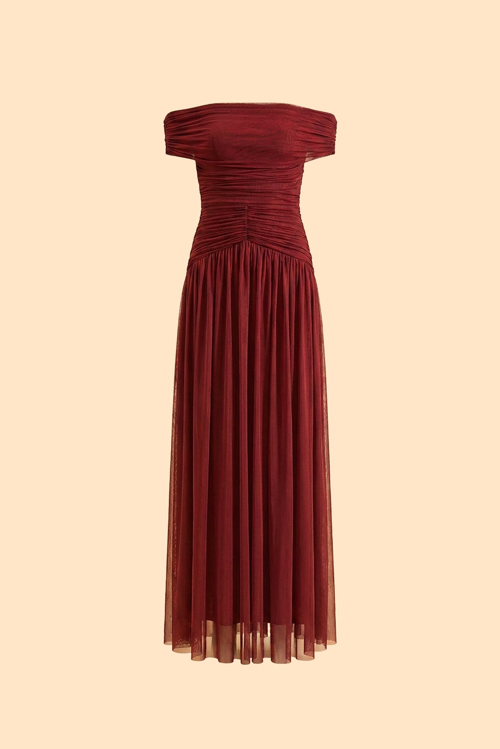 Vestido longo vestal Bordo